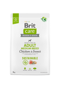 Brit Care Dog Sustainable Adult Medium Breed - храна за кучета от средни породи с пилешко месо и насекоми 1 кг