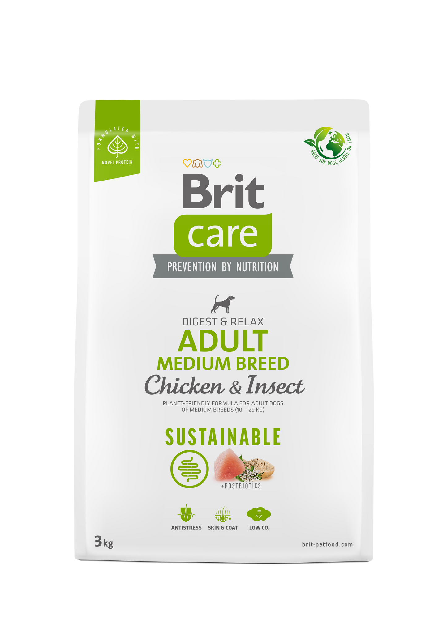 Brit Care Dog Sustainable Adult Medium Breed - храна за кучета от средни породи с пилешко месо и насекоми