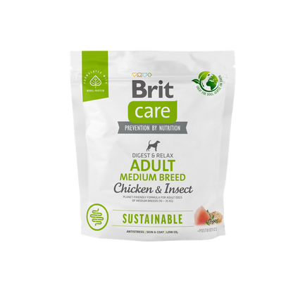 РАЗПРОДАЖБА Brit Care Dog Sustainable Adult Medium Breed - храна за кучета от средни породи с пилешко месо и насекоми