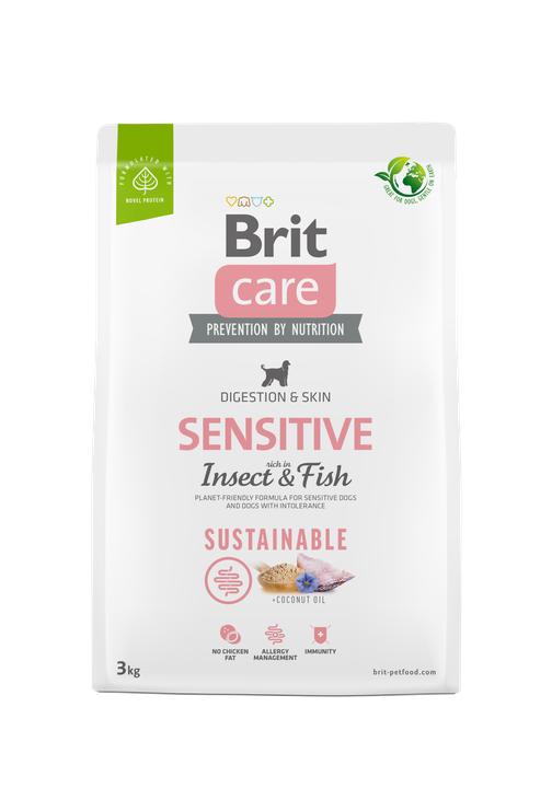 Brit Care Dog Sustainable Sensitive - храна с насекоми и риба за кучета с чувствителна кожа