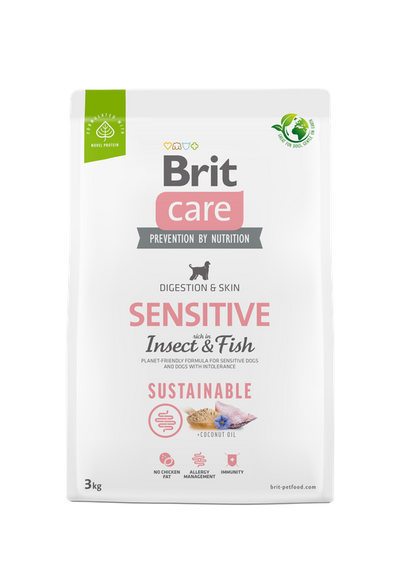 Brit Care Dog Sustainable Sensitive - храна с насекоми и риба за кучета с чувствителна кожа