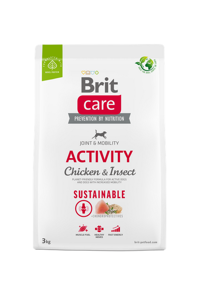 Brit Care Dog Sustainable Activity -  храна за кучета и кучета с повишена активност с пилешко месо и насекоми