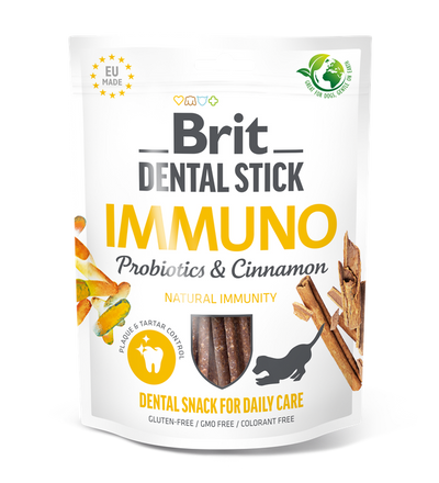 Brit Dental Stick Immuno with Probiotics and Cinnamon - дентални лакомства с пробиотици и колаген 7 бр