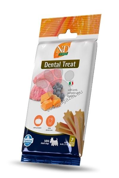 N&D Dog Dental Treat Adult Mini - дентални лакомства за кучета от дребни породи с тиква, агнешко и боровинки 60 гр