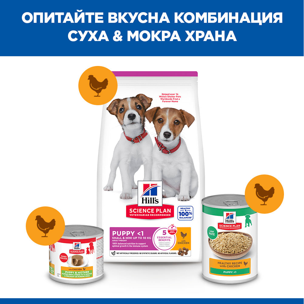 Hills Science Plan Small and Mini Puppy Chicken - суха храна за кученца с пилешко 3 кг