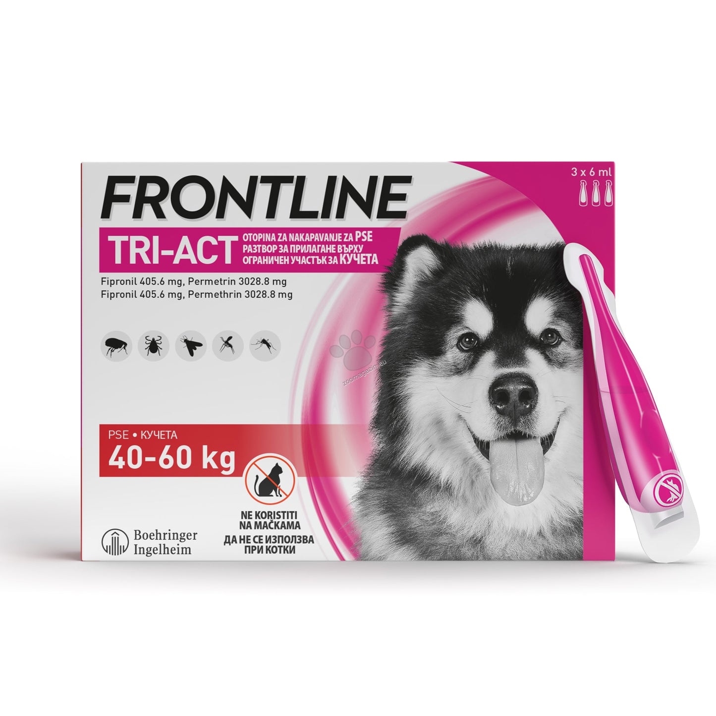 РАЗПРОДАЖБА Frontline Tri-Act - спот он форма с разтвор против бълхи и кърлежи, с репелентно действие срещу кърлежи и комари за кучета