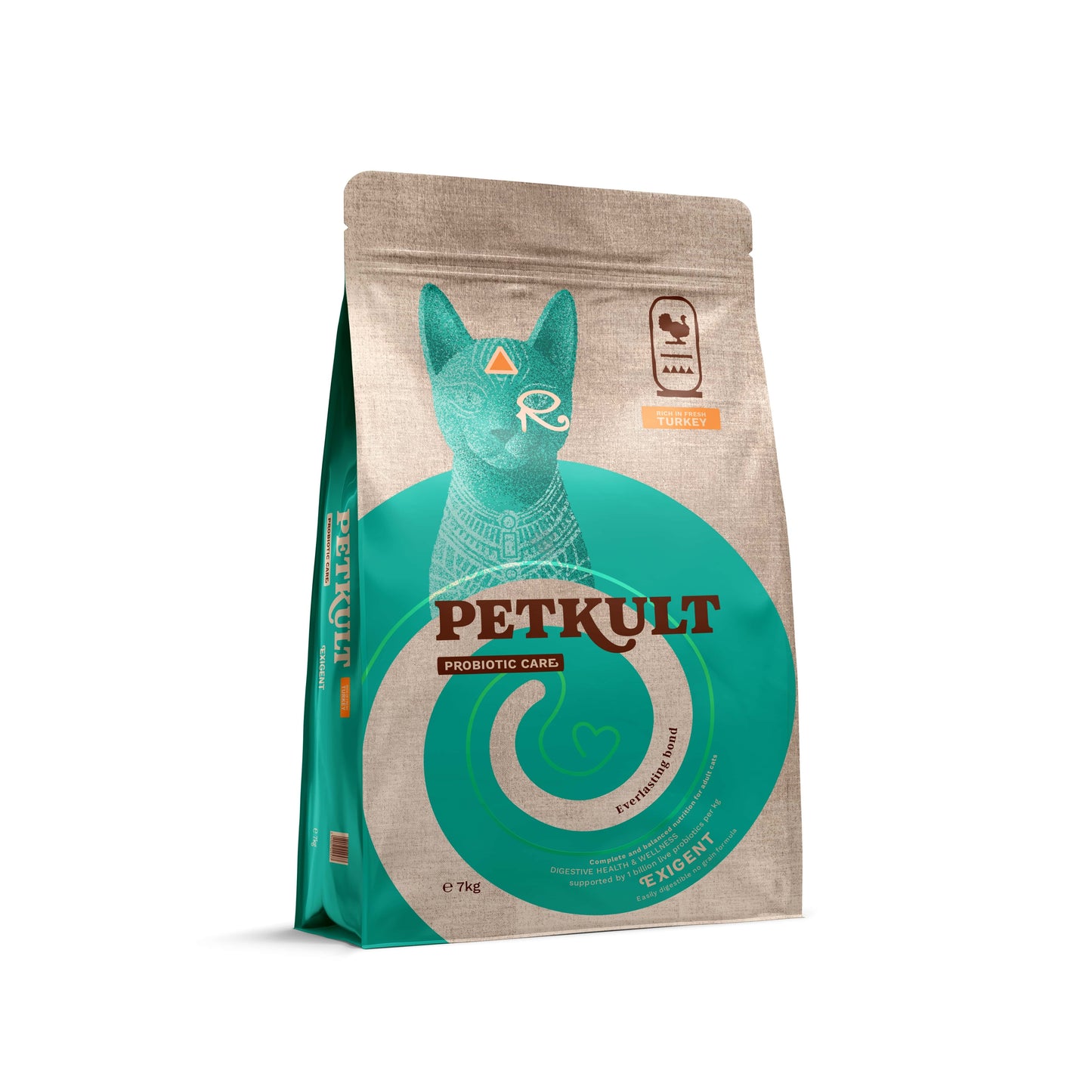 Petkult Cat Probiotic Care Exigent - пълноценна храна за възрастни котки с пуешко 7 кг