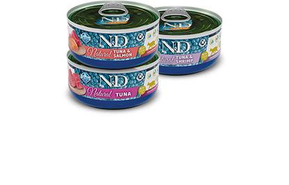 N&D Natural Cat Fish Trio Menu - мокра храна за котки с риба, скариди и сьомга 6 x 70 г