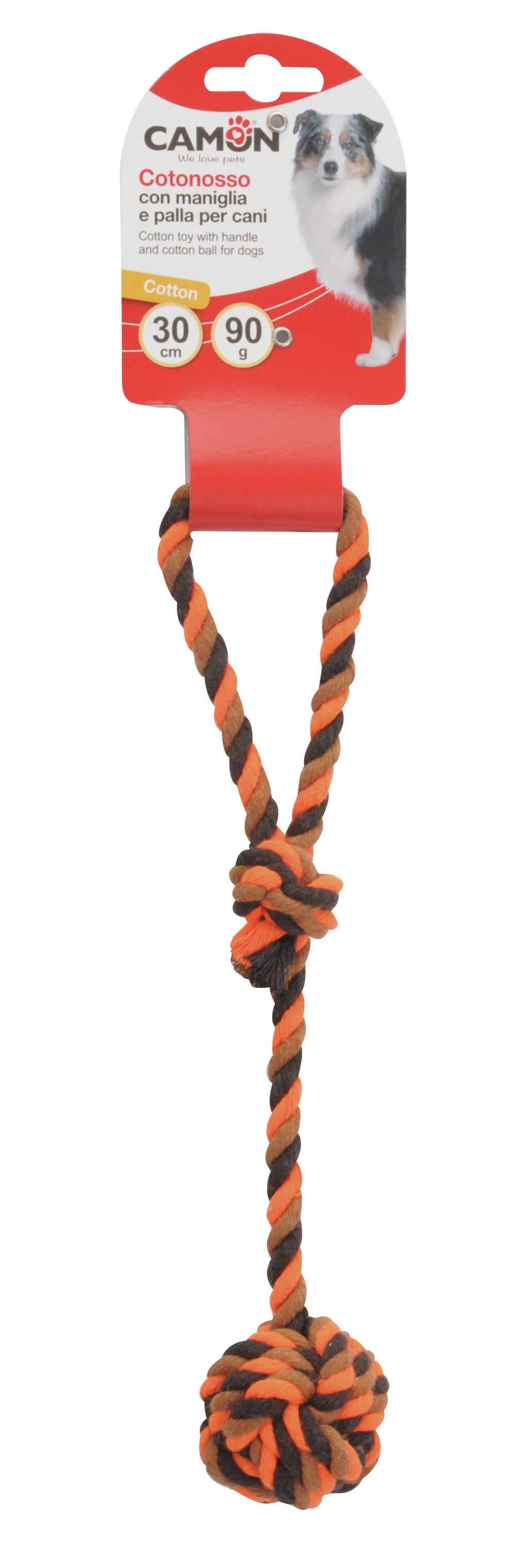 Camon Cotton Toy with Handle and Ball - топка с въже 30 см
