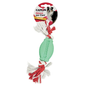 Camon Oval Rubber ball with Rope - гумена играчка с въже 14 см