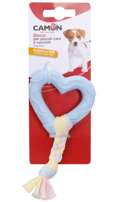 Camon TPE Heart with Cotton Plait - кучешка играчка 7 см
