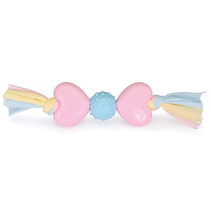 Camon TPE Hearts and Ball with Cotton Ribbon - кучешка играчка 20 см