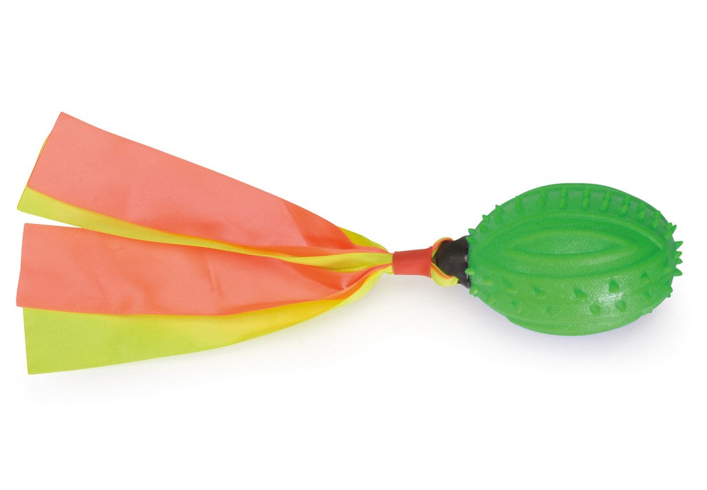 Camon Oval TPE Ball with Ribbon and Squeaker - кучешка играчка 25 см