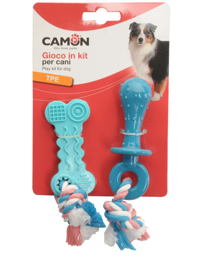 Camon TPE Pacifier and Bone with Rope - играчка за куче 10 см