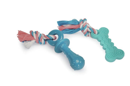 Camon TPE Pacifier and Bone with Rope - играчка за куче 10 см