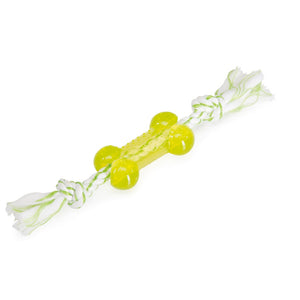 Camon Mint-scented TPR Bone with Cotton Rope - кучешка играчка 8 / 24 см