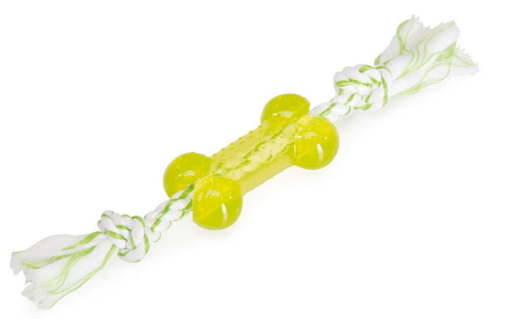 Camon Mint-scented TPR Bone with Cotton Rope - кучешка играчка 8 / 24 см