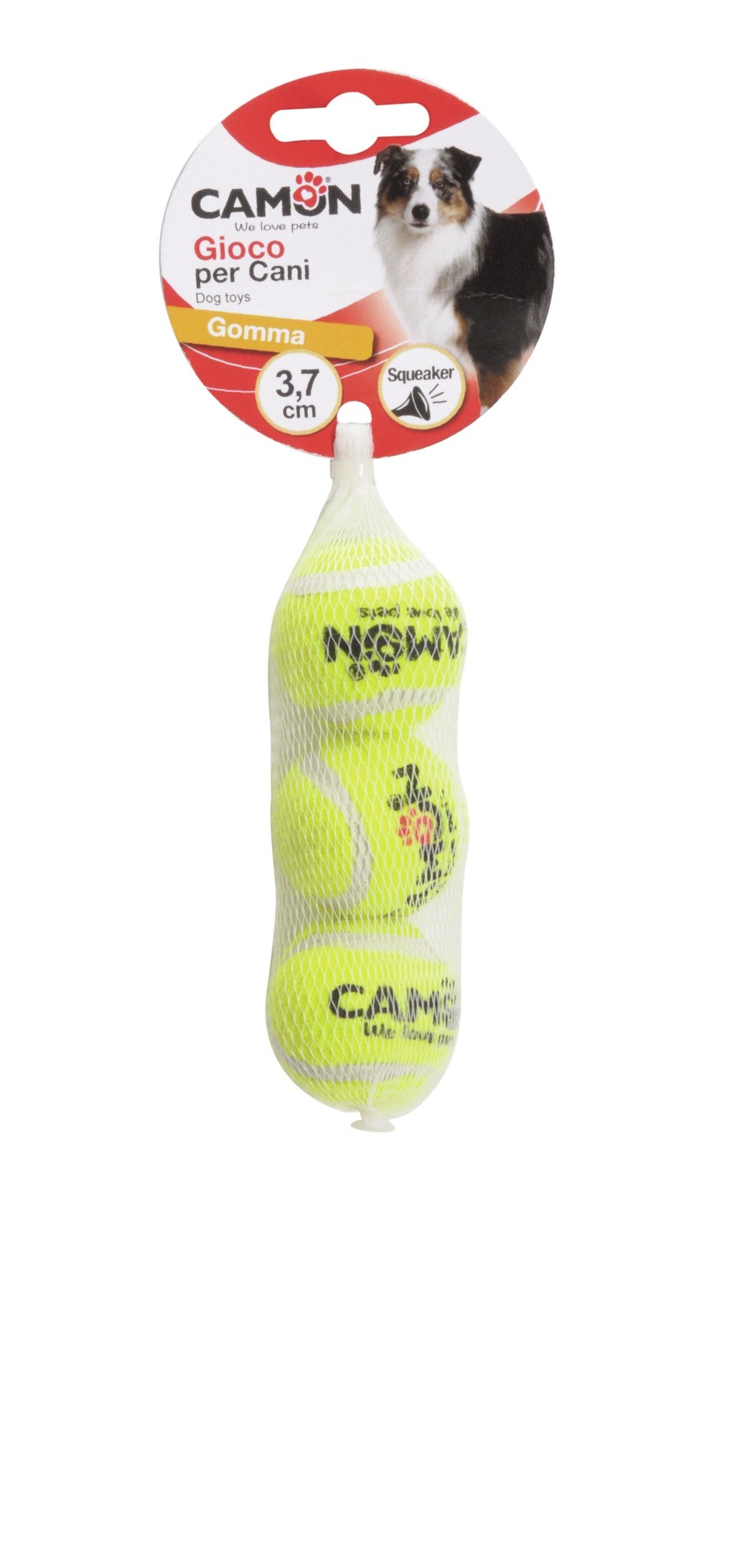 Camon Tennis Ball with Squeaker - тенис топки със звк 3 броя / 3,7 см