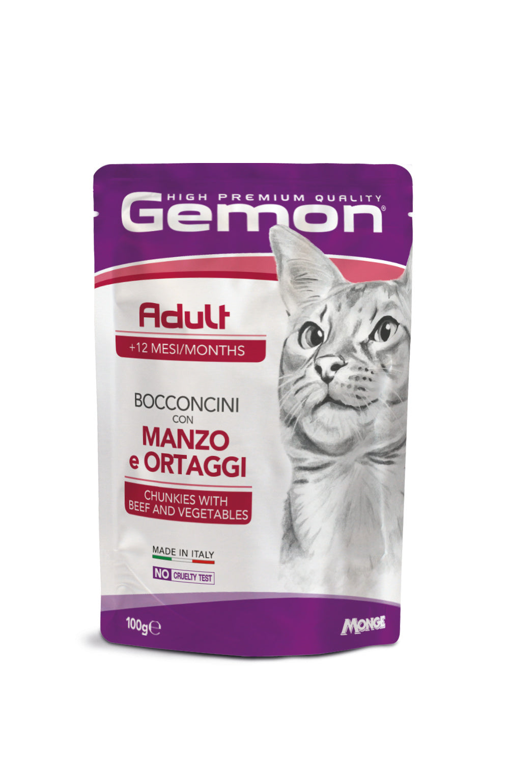 Gemon Beef and Vegetables Adult - пауч за котки с телешко месо и зеленчуци 100 гр