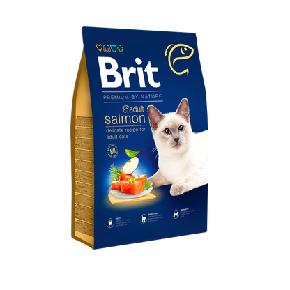 Brit Premium by Nature Cat Adult Salmon - суха храна за котки със сьомга