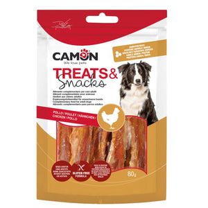 Camon Treats Snack Soft Chicken Strips - деликатесно лакомство със сушено чисто пилешко месо 80 гр