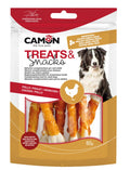 Camon Treats Snack Chicken and Bones - лакомство със сушено чисто пилешко месо върху калциево кокалче 14 броя, 80 гр