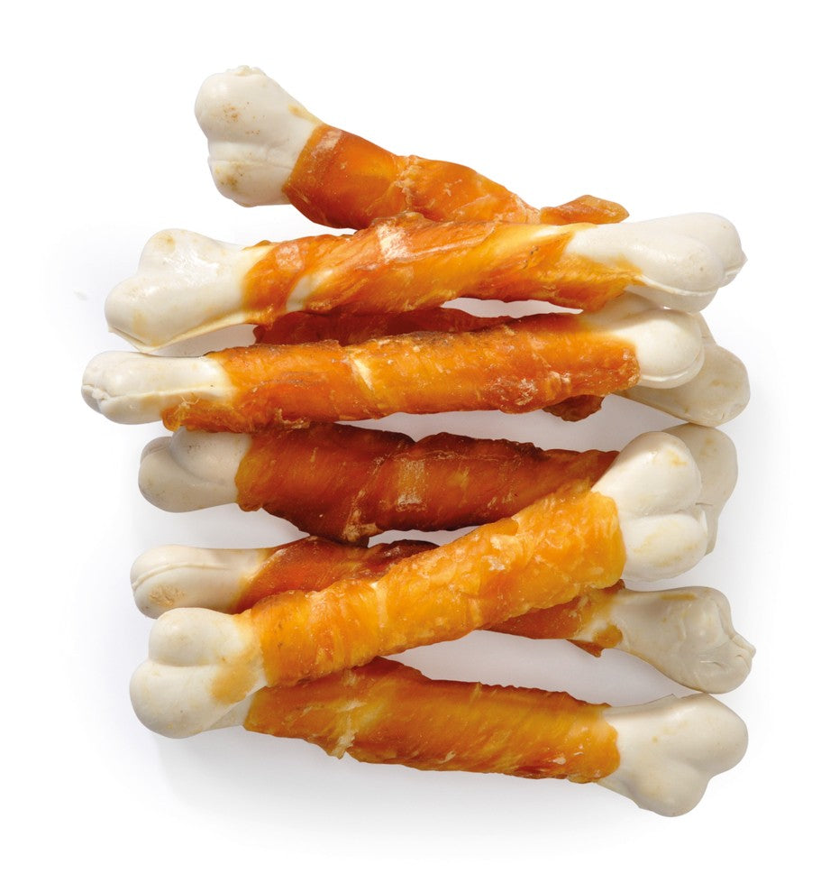 Camon Treats Snack Chicken and Bones - лакомство със сушено чисто пилешко месо върху калциево кокалче 14 броя, 80 гр