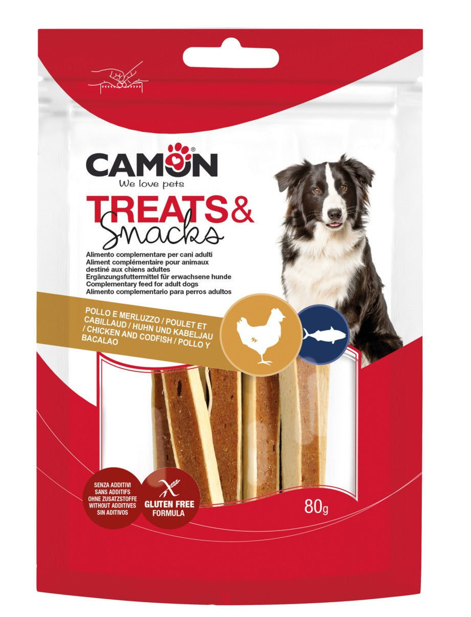 Camon Treats Snack Chicken and Fish - деликатесно лакомство с риба и пилешко месо 80 гр