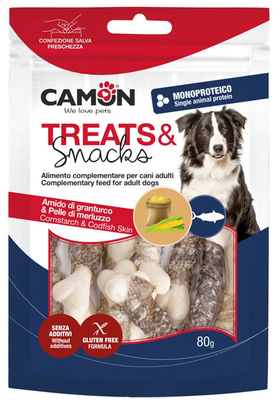 Camon Treats Snacks - кокал от телешка кожа, обвит със сьомга 80 гр