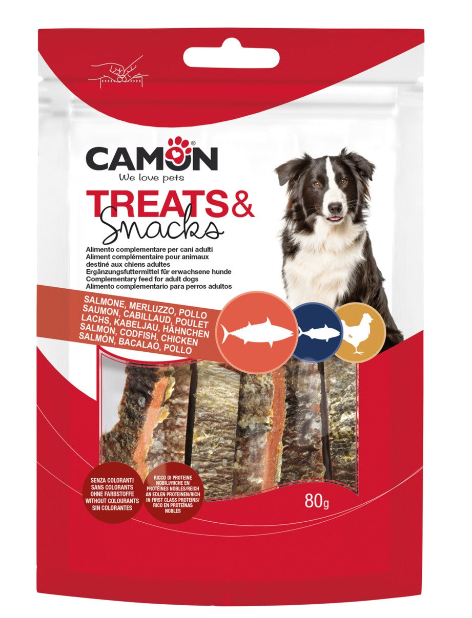 Camon Large Salmon Strips - лакомство за кучета със сьомга 80 гр