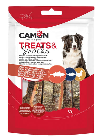 Camon Large Salmon Strips - лакомство за кучета със сьомга 80 гр
