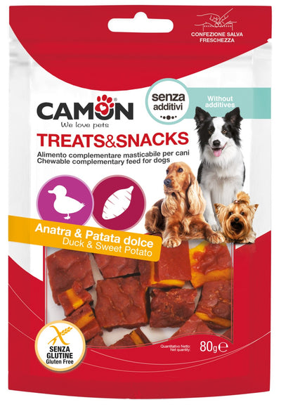 Camon Duck and Sweet Potato Squares - лакомство за кучета с патешко месо и сладък картоф 80 гр