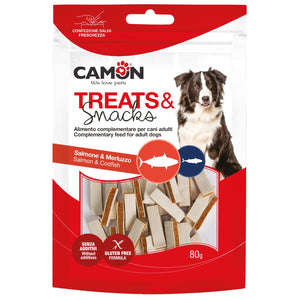 Camon Treats Snacks - меки хапки в формата на сандвич с сьомга и треска 80 гр