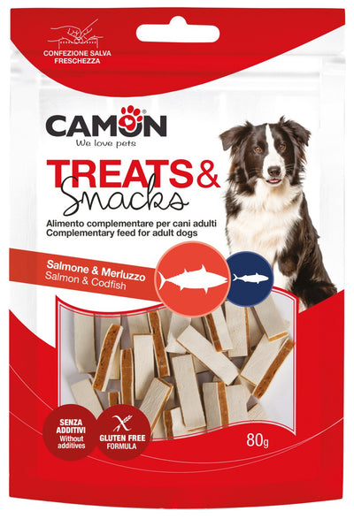 Camon Treats Snacks - меки хапки в формата на сандвич с сьомга и треска 80 гр