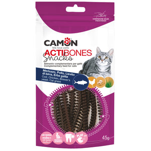 Camon Actibones with Cod and Chicken - дентално лакомство за котка с риба треска и пилешко 45 гр