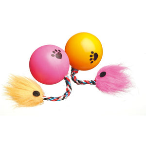 Camon Ball and Rope Cat Toy - топче с пера 3,5 см, 1 бр