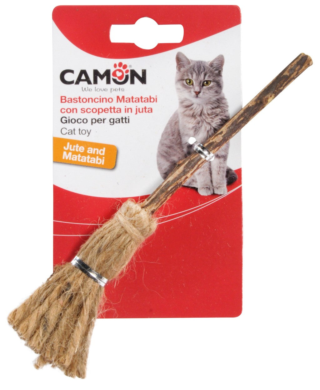 Camon Matatabi Stick with Jute Broom - натурална котешка играчка 17 см