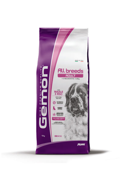 Gemon Dog Adult Pork and Rice - dry dog food with pork and rice 15 kg