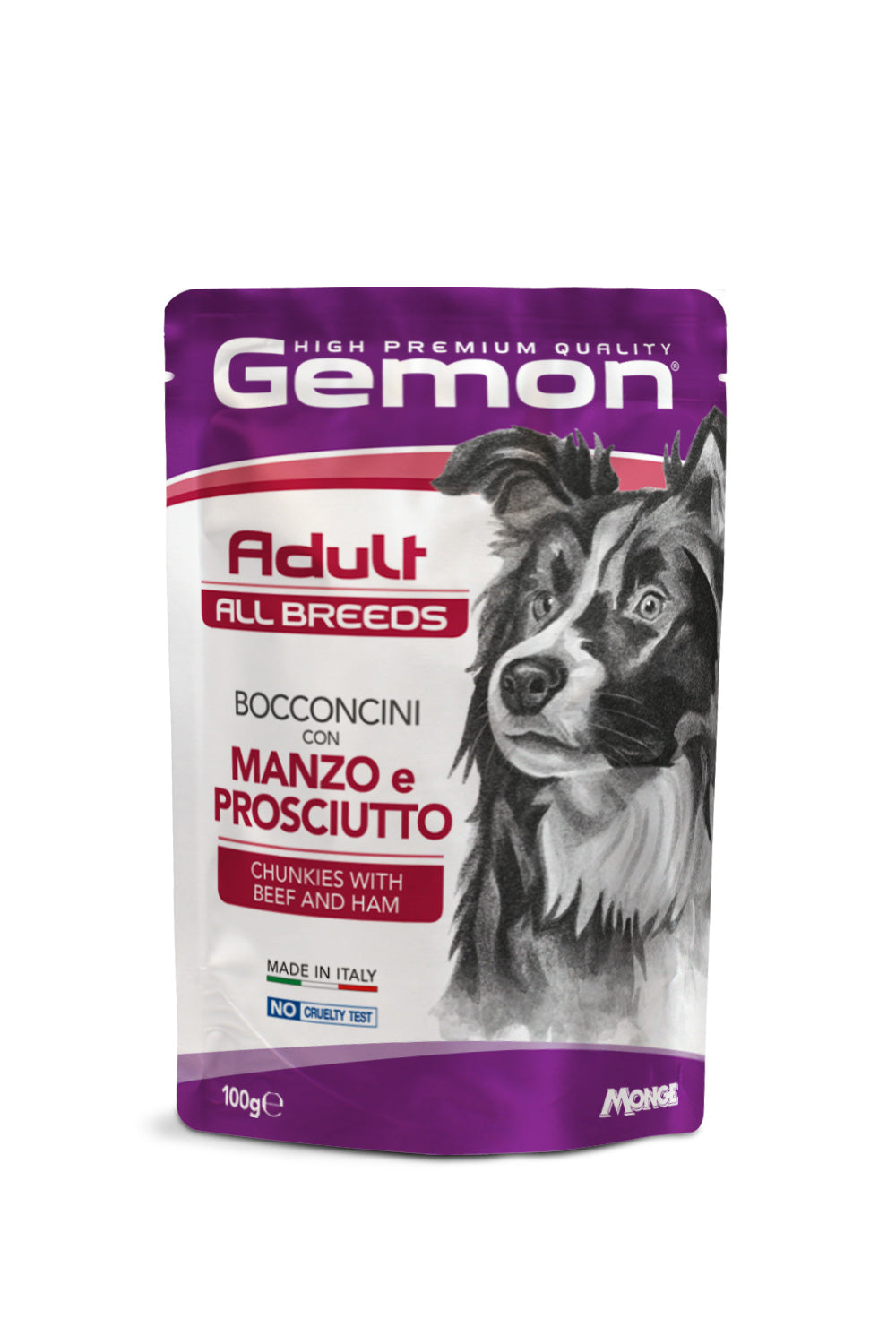 Gemon Beef and Ham Adult - пауч за кучета с говеждо месо и шунка 100 гр