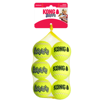 KONG SqueakAir Balls M - тенис топки с пищялка за кучета 6 бр