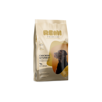 Remi Premium Dog Large Breed Chicken and Turkey - суха храна за кучета от големи породи с пилешко и пуешко месо 12,5 кг