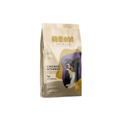 Remi Premium Dog Medium Breed Chicken and Turkey - суха храна за кучета от средни породи с пилешко и пуешко месо