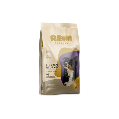 Remi Premium Dog Medium Breed Chicken and Turkey - суха храна за кучета от средни породи с пилешко и пуешко месо 12,5 кг