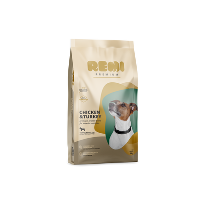Remi Premium Dog Small Breed Chicken and Turkey - суха храна за кучета от малки породи с пилешко и пуешко месо 8 кг
