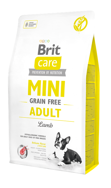 Brit Care Mini Grain Free Adult - суха храна с агнешко месо за кучета малки породи над 10 месеца