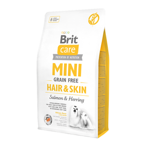 Brit Care Mini Grain Free Hair and Skin - суха храна за кучета със сьомга и херинга за красива и здрава козина