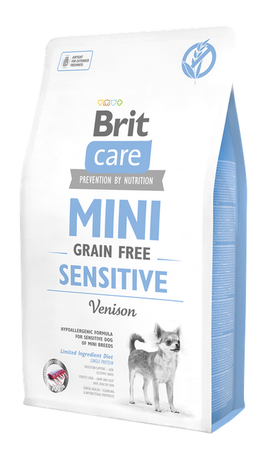 Brit Care Mini Sensitive Grain Free - суха храна  с еленско месо за кучета от малки породи с чувствителен стомах