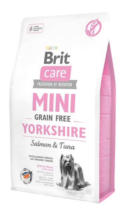 Brit Care Mini Grain Free Yorkshire - суха храна със сьомга и риба тон за кучета порода йоркширски териер