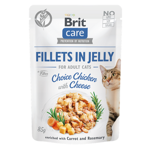 Brit Care Chicken and Cheese - пауч за котки с пилешко филе и сирене в желе 85 гр