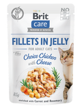 Brit Care Chicken and Cheese - пауч за котки с пилешко филе и сирене в желе 85 гр